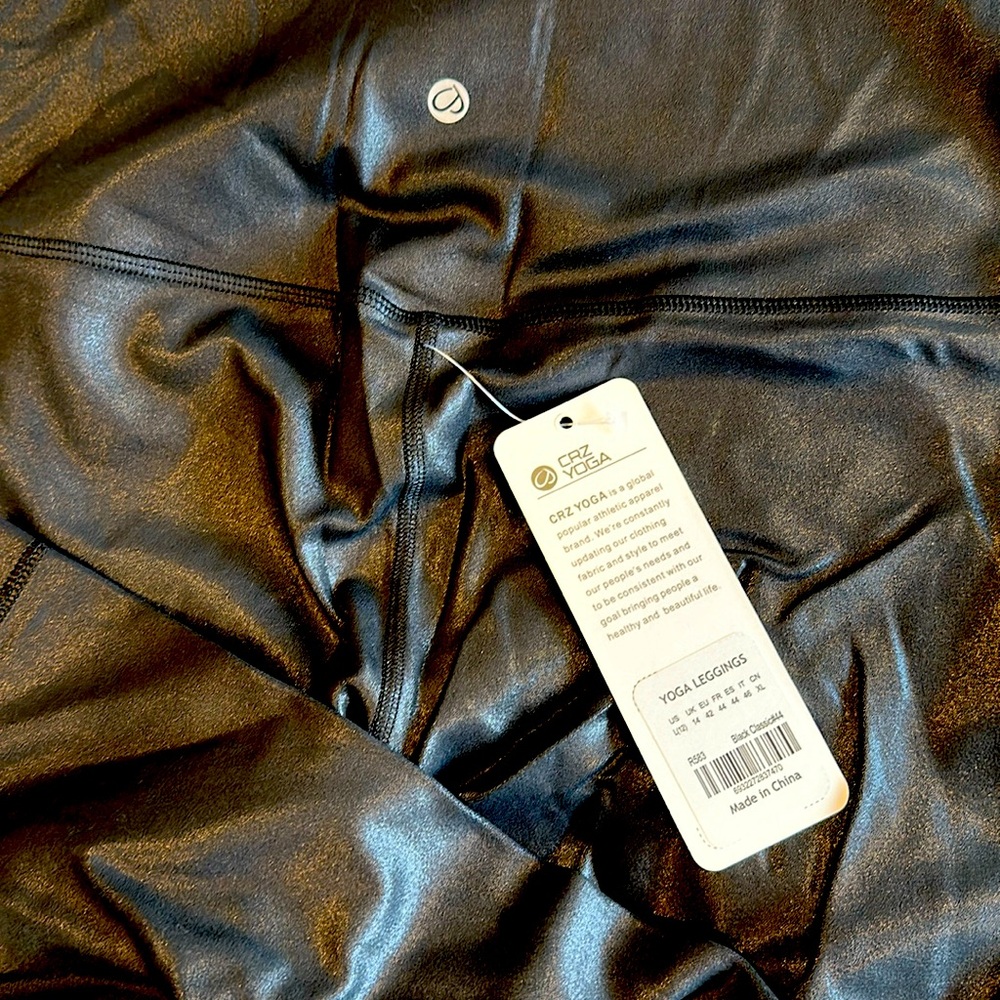 NWT CRZ Yoga Faux Leather Black Leggings